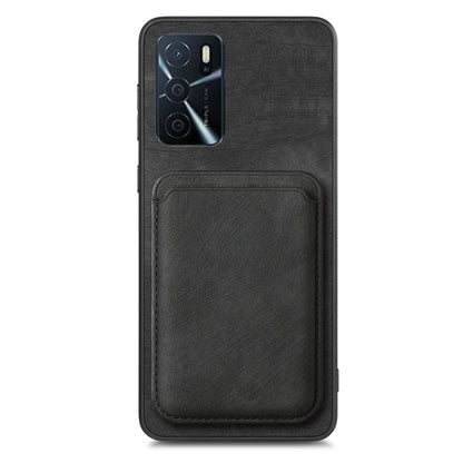 For OPPO F19 Pro Retro Leather Card Bag Magnetic Phone Case(Black) - OPPO Cases by buy2fix | Online Shopping UK | buy2fix