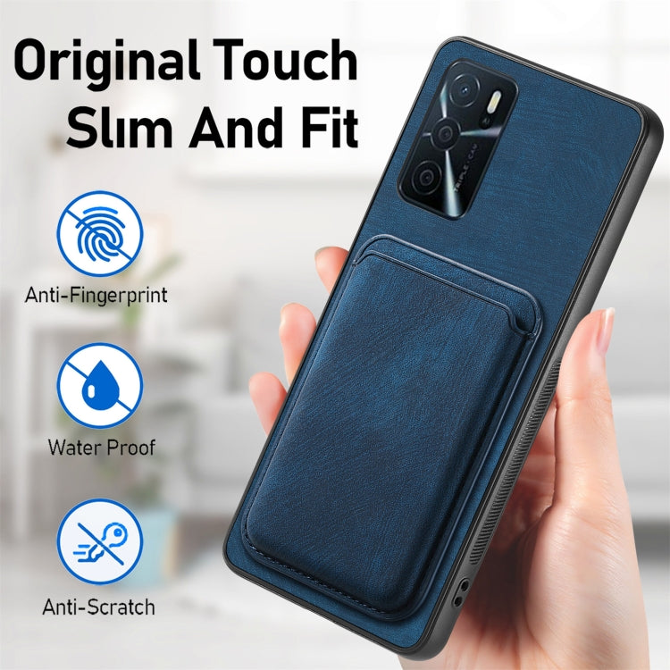 For OPPO A38 4G / A18 4G Retro Leather Card Bag Magnetic Phone Case(Blue) - OPPO Cases by buy2fix | Online Shopping UK | buy2fix