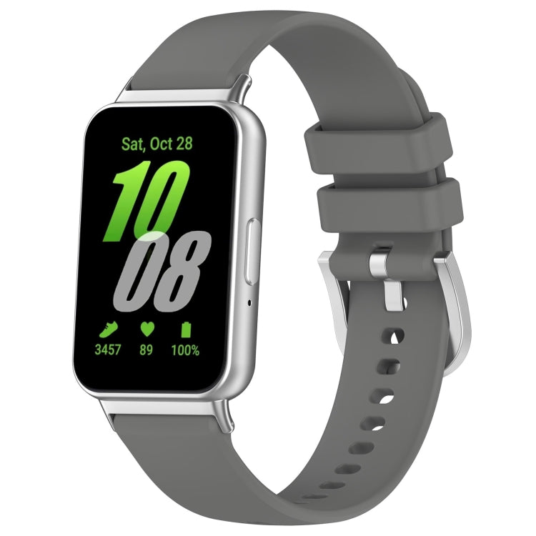 For Samsung Galaxy Fit 3 SM-R390 Metal Connector Liquid Glossy Silicone Watch Band(Dark Gray) - Watch Bands by buy2fix | Online Shopping UK | buy2fix