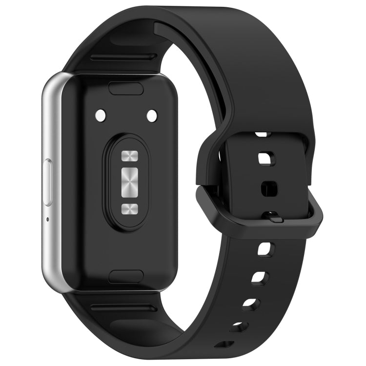 For Samsung Galaxy Fit 3 Solid Color Colorful Buckle Silicone Watch Band(Black) - Watch Bands by buy2fix | Online Shopping UK | buy2fix