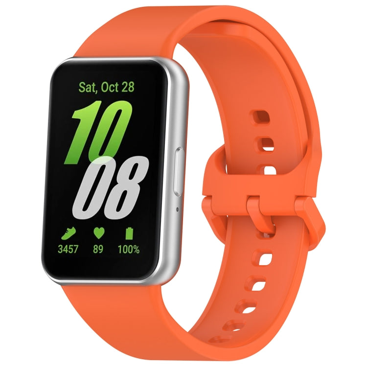 For Samsung Galaxy Fit 3 Solid Color Colorful Buckle Silicone Watch Band(Orange) - Watch Bands by buy2fix | Online Shopping UK | buy2fix