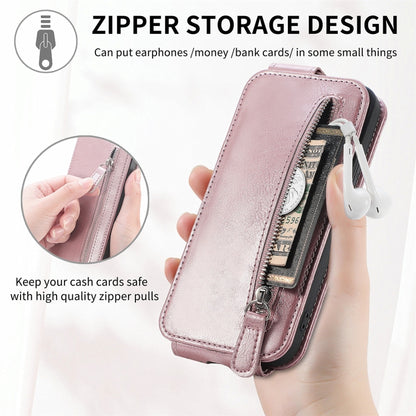 For OnePlus 12 Zipper Wallet Vertical Flip Leather Phone Case(Rose Gold) - OnePlus Cases by buy2fix | Online Shopping UK | buy2fix