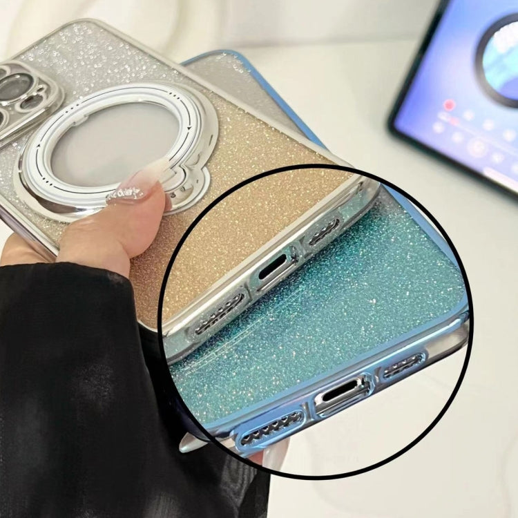 For iPhone 13 Pro Rotation MagSafe Holder Gradient Glitter TPU Phone Case(Sierra Blue) - iPhone 13 Pro Cases by buy2fix | Online Shopping UK | buy2fix