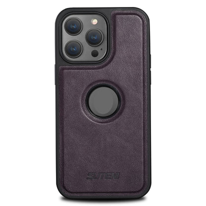 For iPhone 12 Pro Max Suteni G1 Magsafe Leather Back Phone Case(Purple) - iPhone 12 Pro Max Cases by Suteni | Online Shopping UK | buy2fix