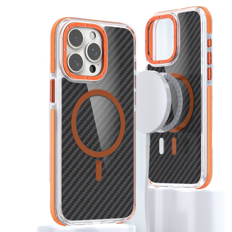 For iPhone 15 Pro Magsafe Dual-Color Carbon Fiber Phone Case(Orange) - iPhone 15 Pro Cases by buy2fix | Online Shopping UK | buy2fix