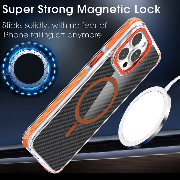 For iPhone 13 Pro Max Magsafe Dual-Color Carbon Fiber Phone Case(Orange) - iPhone 13 Pro Max Cases by buy2fix | Online Shopping UK | buy2fix