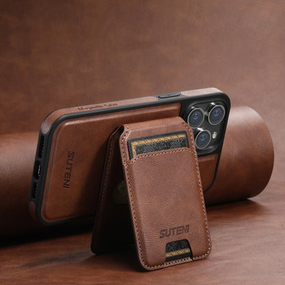 For iPhone 13 Pro Max Suteni M2 Oil Wax MagSafe Horizontal Card Bag Phone Case(Brown) - iPhone 13 Pro Max Cases by Suteni | Online Shopping UK | buy2fix