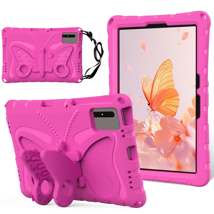 For Samsung Galaxy Tab S9 FE X510 Butterfly Bracket EVA Shockproof Tablet Case(Rose Red) - Galaxy Tab S9 FE by buy2fix | Online Shopping UK | buy2fix