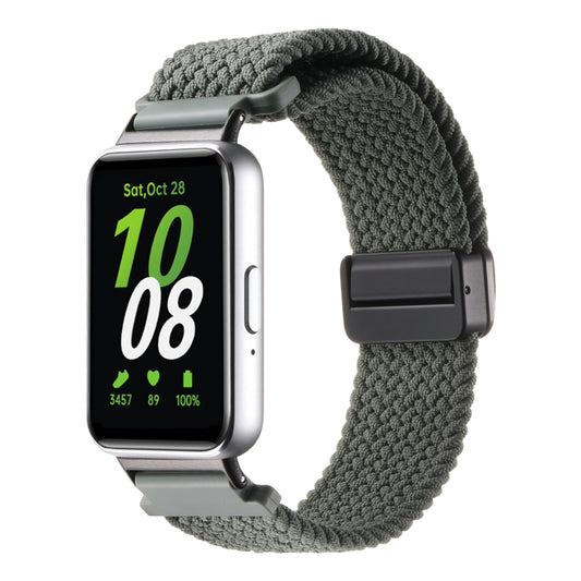For Samsung Galaxy Fit3 Magnetic Buckle Nylon Braid Watch Band(Dark Green) - Watch Bands by buy2fix | Online Shopping UK | buy2fix