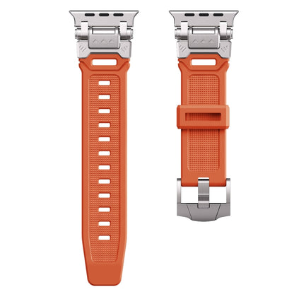 For Apple Watch Series 5 44mm Silicone Armor Mecha Head Watch Band(Orange) - Watch Bands by buy2fix | Online Shopping UK | buy2fix