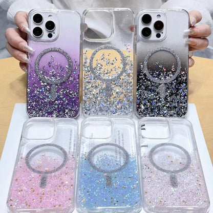 For iPhone 12 Gradient Glitter MagSafe PC Hybrid TPU Phone Case(Gradient Purple) - iPhone 12 / 12 Pro Cases by buy2fix | Online Shopping UK | buy2fix