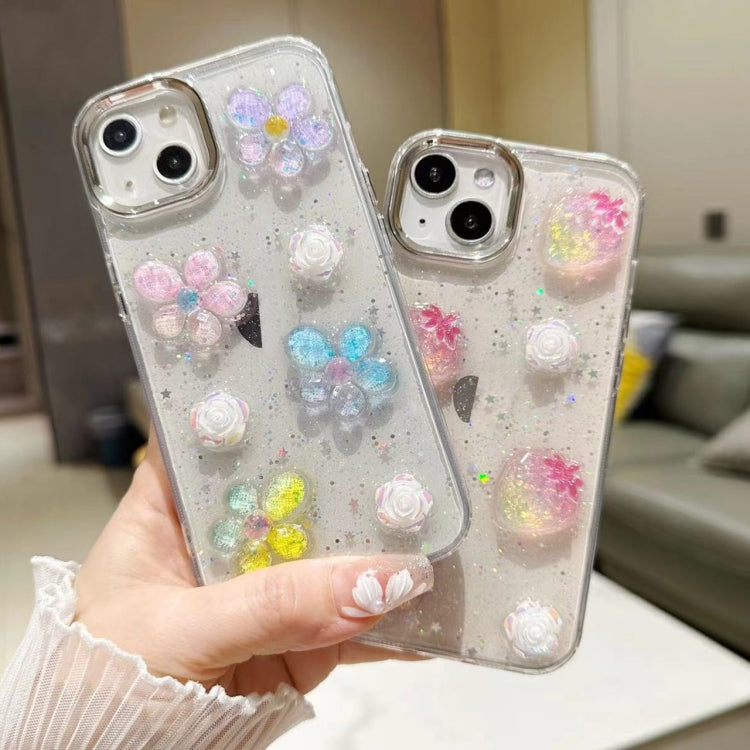 For iPhone 16 Pro Max 3D Flower Glitter Epoxy TPU Phone Case(Pink Strawberry) - iPhone 16 Pro Max Cases by buy2fix | Online Shopping UK | buy2fix