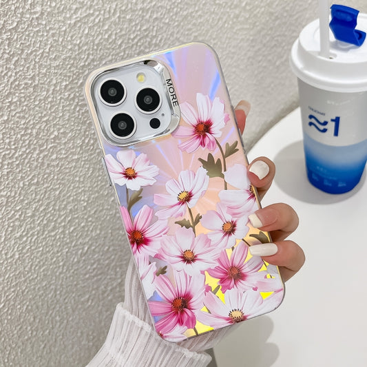 For iPhone 16 Pro Electroplating Laser Flower Texture TPU Phone Case(Cosmos Flower AH7) - iPhone 16 Pro Cases by buy2fix | Online Shopping UK | buy2fix