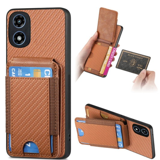 For Motorola Moto G Play 2024 4G Carbon Fiber Vertical Flip Wallet Stand Phone Case(Brown) - Motorola Cases by buy2fix | Online Shopping UK | buy2fix