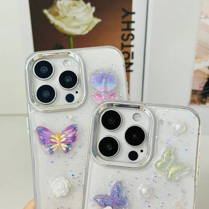 For iPhone 16 Pro 3D Colorful Crystal Butterfly TPU Phone Case(Butterful Flowers) - iPhone 16 Pro Cases by buy2fix | Online Shopping UK | buy2fix