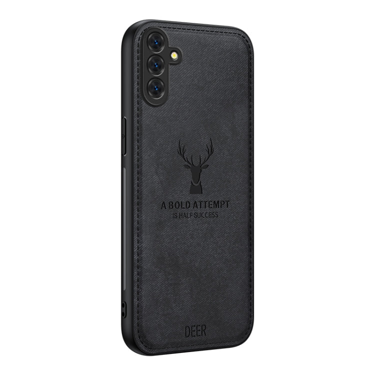 For Samsung Galaxy S25 5G Deer Head Cloth Skin All-inclusive Phone Case(Black) - Galaxy S25 5G Cases by buy2fix | Online Shopping UK | buy2fix