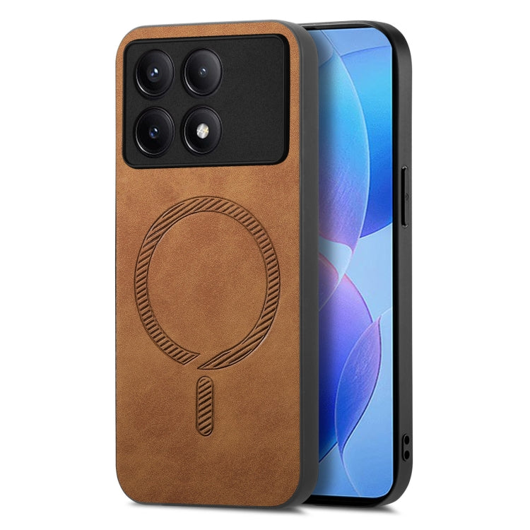 For Xiaomi Redmi K70 / K70 Pro 5G Solid Color Retro Magsafe PU Back Cover Phone Case(Brown) - K70 Pro Cases by buy2fix | Online Shopping UK | buy2fix