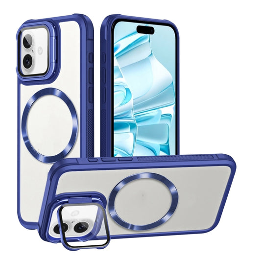 For iPhone 16 Magsafe CD-grain Acrylic Hybrid TPU Phone Case(Blue) - iPhone 16 Cases by buy2fix | Online Shopping UK | buy2fix