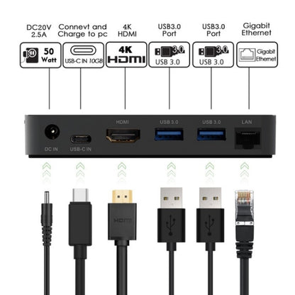 WAVLINK UHP3D01G Gigabit Ethernet USB 3.0 Multi-Function HUB 4K HD Docking Station(EU Plug) - USB 3.0 HUB by WAVLINK | Online Shopping UK | buy2fix