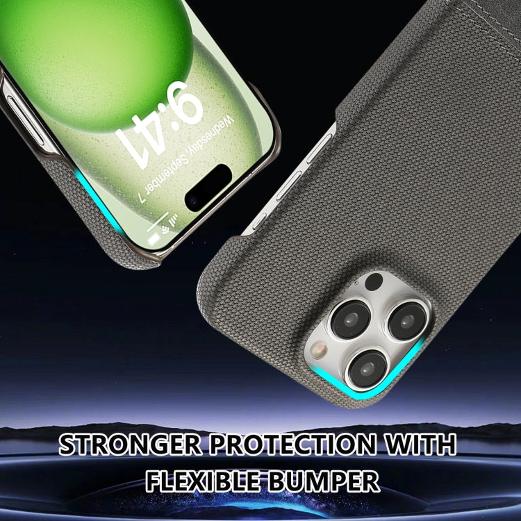 For iPhone 16 Stitching Cloth PU Shockproof Phone Case(Grey) - iPhone 16 Cases by buy2fix | Online Shopping UK | buy2fix