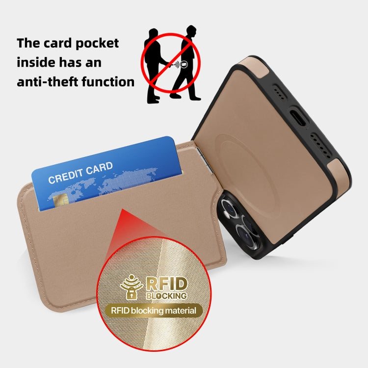 For iPhone 11 Down Jacket Card Bag Holder MagSafe Phone Case(Rose Gold) - iPhone 11 Cases by buy2fix | Online Shopping UK | buy2fix