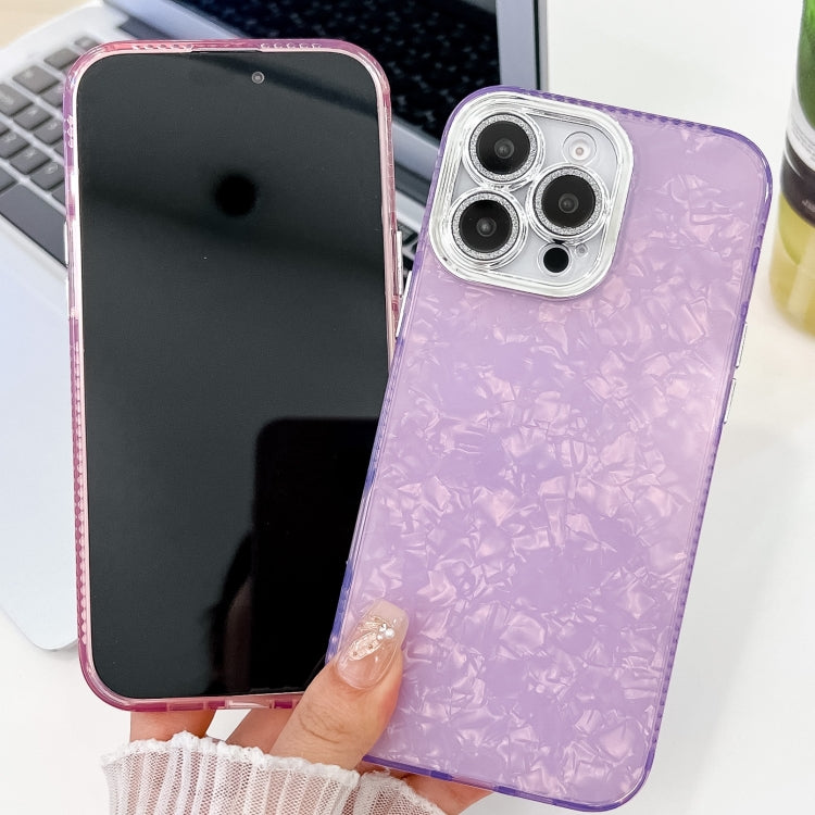 For iPhone 16 Pro Plating Glitter Texture TPU Phone Case with Lens Film(Pink Feathers) - iPhone 16 Pro Cases by buy2fix | Online Shopping UK | buy2fix