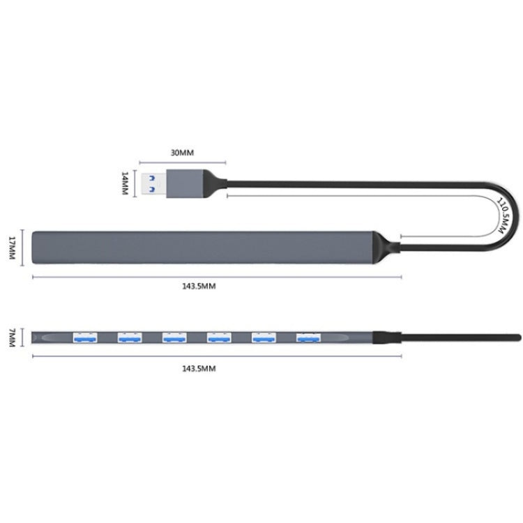 ADS-303A Data Transmission USB 3.0 / 2.0 Hub Expansion Dock Station 7-Port USB Adapter - USB 3.0 HUB by buy2fix | Online Shopping UK | buy2fix