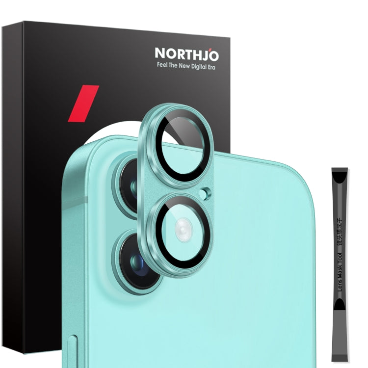 For iPhone 16 / 16 Plus NORTHJO Matte Camera Lens Protector Tempered Glass Rear Lens Film(Cyan) - iPhone 16 Tempered Glass by NORTHJO | Online Shopping UK | buy2fix