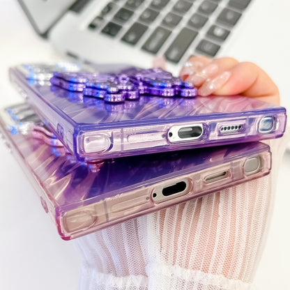 For Samsung Galaxy S25 Ultra 5G Plating Glitter Texture Butterfly Holder TPU Phone Case with Lens Film(Purple Wrinkles) - Galaxy S25 Ultra 5G Cases by buy2fix | Online Shopping UK | buy2fix