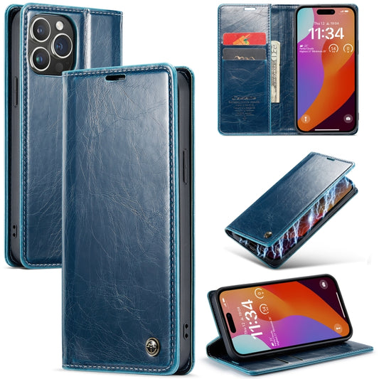 For iPhone 16 Pro Max CaseMe 003 Crazy Horse Texture Flip Leather Phone Case(Blue) - iPhone 16 Pro Max Cases by CaseMe | Online Shopping UK | buy2fix