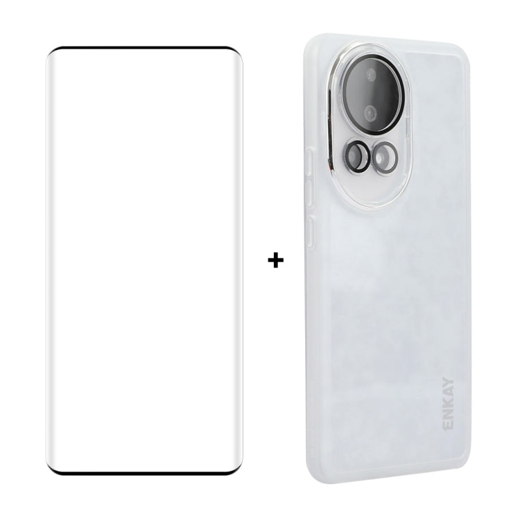 For Huawei nova 12 Pro ENKAY Hat-Prince Translucent Matte TPU Phone Case with Lens Film + 3D Hot Bending Film(White) - Huawei Cases by ENKAY | Online Shopping UK | buy2fix