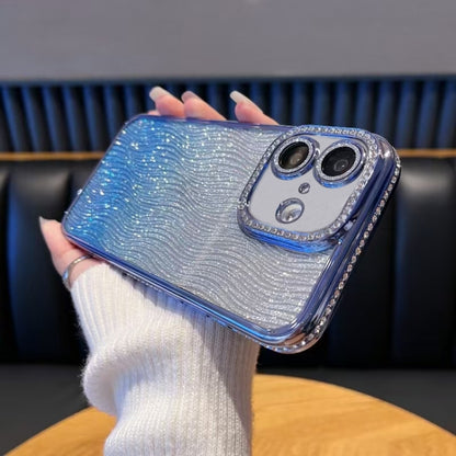 For iPhone 16 Diamond Water Ripple Gradient Glitter TPU Phone Case(Blue) - iPhone 16 Cases by buy2fix | Online Shopping UK | buy2fix