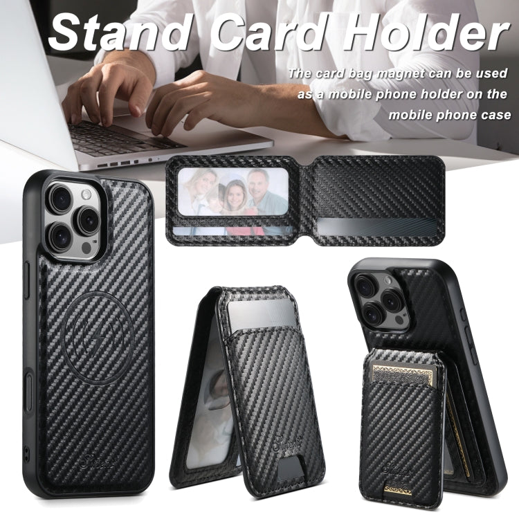 For iPhone 13 Pro Max Suteni TXWH18 Carbon Fiber Texture Detachable Wallet MagSafe Phone Case(Black) - iPhone 13 Pro Max Cases by Suteni | Online Shopping UK | buy2fix