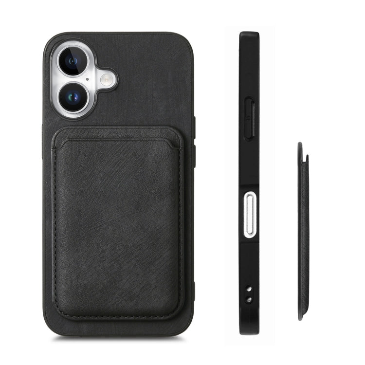 For iPhone 16 Plus Retro Leather Card Bag Magnetic Phone Case(Black) - iPhone 16 Plus Cases by buy2fix | Online Shopping UK | buy2fix