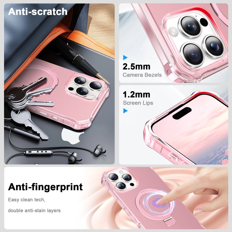 For iPhone 16 Pro Max Solid Color Wave MagSafe Holder Phone Case(Pink) - iPhone 16 Pro Max Cases by buy2fix | Online Shopping UK | buy2fix