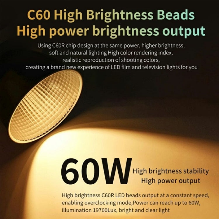 C60R 60W RGB Stage Lamp Professional Video Photography COB Fill Light, Plug:EU Plug - Selfie Light by buy2fix | Online Shopping UK | buy2fix