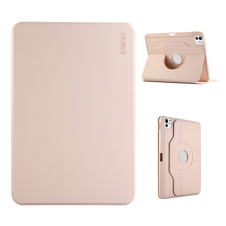 For iPad Pro 11 2022 / 2021 / 2020 ENKAY 360 Rotation TPU Leather Smart Tablet Case with Pen Slot(Pink) - iPad Pro 11 (2022/2021) Cases by ENKAY | Online Shopping UK | buy2fix