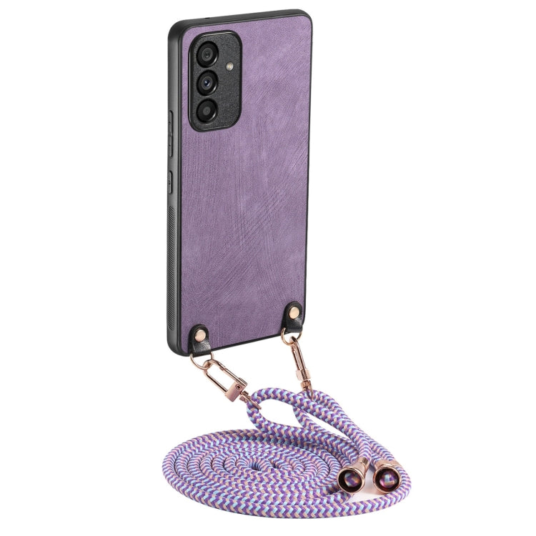 For Samsung Galaxy S25 5G Vintage Leather PC Back Cover Phone Case with Crossbody Strap(Purple) - Galaxy S25 5G Cases by buy2fix | Online Shopping UK | buy2fix