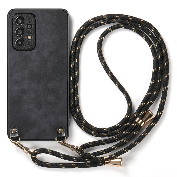 For Samsung Galaxy S25+ 5G Vintage Leather PC Back Cover Phone Case with Crossbody Strap(Black) - Galaxy S25+ 5G Cases by buy2fix | Online Shopping UK | buy2fix