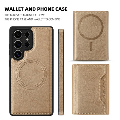 For Samsung Galaxy S25+ 5G Shield Multi-functional MagSafe Card Bag Phone Case(Desert Gold) - Galaxy S25+ 5G Cases by buy2fix | Online Shopping UK | buy2fix