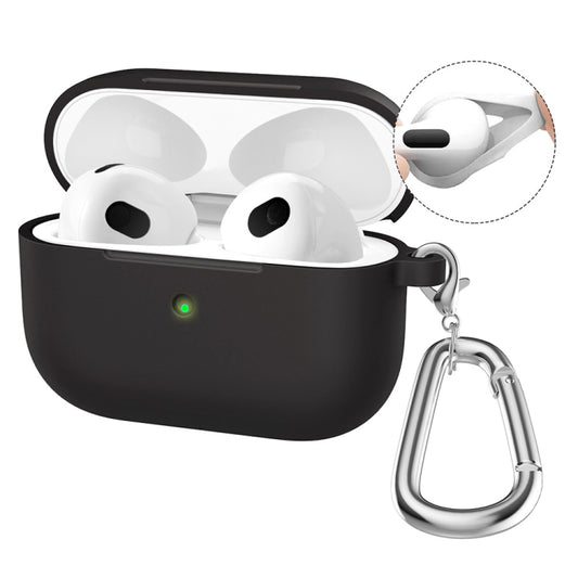 For Apple AirPods 4 2024 ENKAY Hat-Prince Thickened Silicone Case with Hook and Anti-lost Silicone Earbuds(Black) - For AirPods 4 by ENKAY | Online Shopping UK | buy2fix