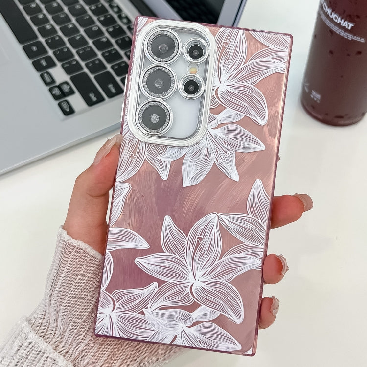 For Samsung Galaxy S25 Ultra 5G Electroplating Flowers Plants Texture TPU Phone Case(Sketch Lily FL9) - Galaxy S25 Ultra 5G Cases by buy2fix | Online Shopping UK | buy2fix