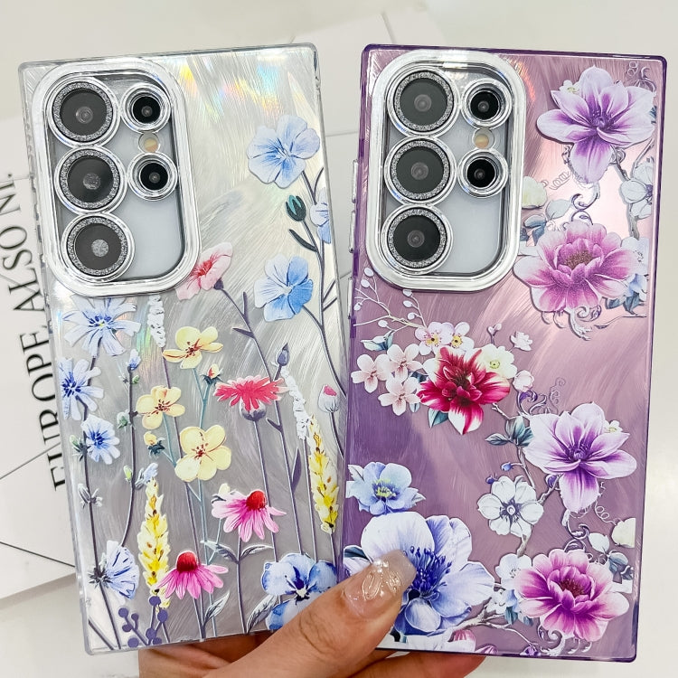 For Samsung Galaxy S25 5G Electroplating Flowers Plants Texture TPU Phone Case(Peony FL14) - Galaxy S25 5G Cases by buy2fix | Online Shopping UK | buy2fix