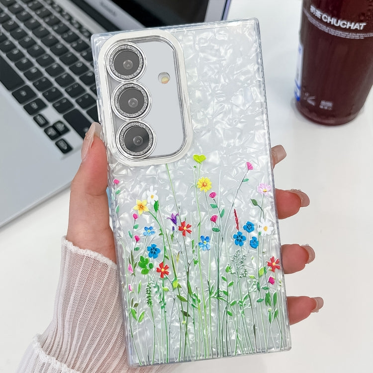 For Samsung Galaxy S25 5G Electroplating Flower Texture TPU Phone Case(Little Wildflower SH3) - Galaxy S25 5G Cases by buy2fix | Online Shopping UK | buy2fix