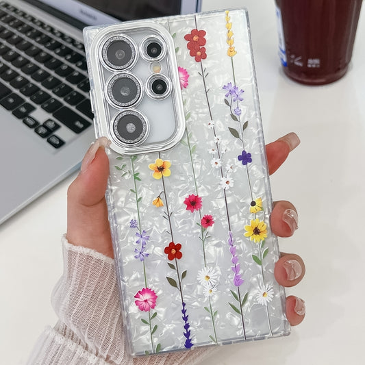 For Samsung Galaxy S25 Ultra 5G Electroplating Flower Texture TPU Phone Case(Yellow Wildflower SH6) - Galaxy S25 Ultra 5G Cases by buy2fix | Online Shopping UK | buy2fix