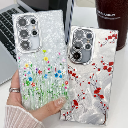 For Samsung Galaxy S25 Ultra 5G Electroplating Flower Texture TPU Phone Case(Little Wildflower SH3) - Galaxy S25 Ultra 5G Cases by buy2fix | Online Shopping UK | buy2fix