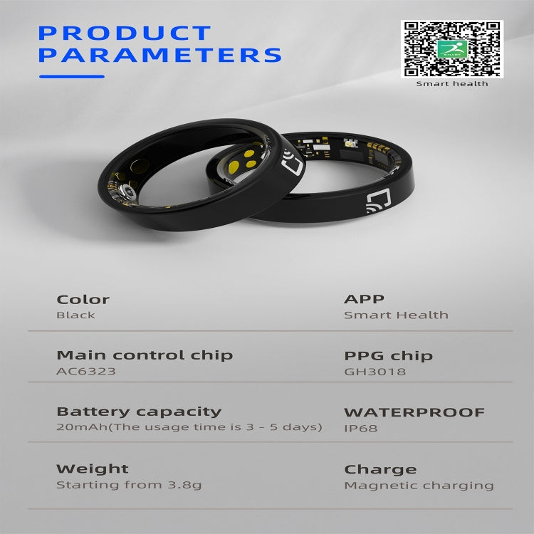 R20 SIZE 13 Smart Ring, Support Heart Rate / Blood Oxygen / Sleep Monitoring / Multiple Sports Modes(Black) - Smart Rings / Smart Telephones by buy2fix | Online Shopping UK | buy2fix