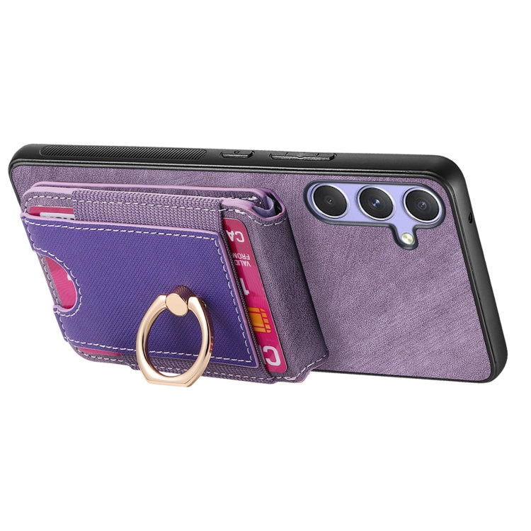 For Samsung Galaxy S25 5G Retro Splitable Magnetic Stand Card Bag Leather Phone Case(Purple) - Galaxy S25 5G Cases by buy2fix | Online Shopping UK | buy2fix