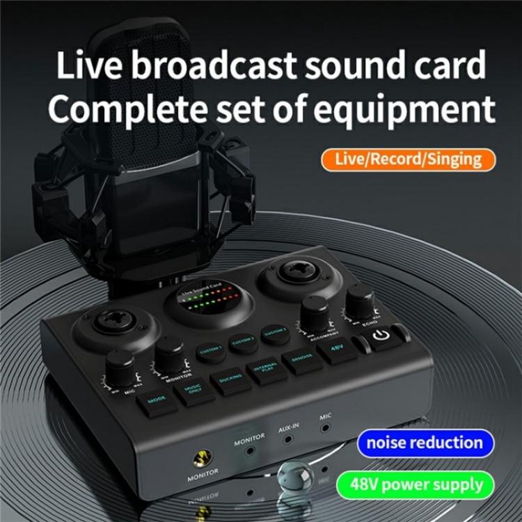 F10 48V Live Streaming Sound Card Audio Mixer Phantom Power Mixer - Live Sound Effects Processors by buy2fix | Online Shopping UK | buy2fix