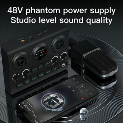 F10 48V Live Streaming Sound Card Audio Mixer Phantom Power Mixer - Live Sound Effects Processors by buy2fix | Online Shopping UK | buy2fix